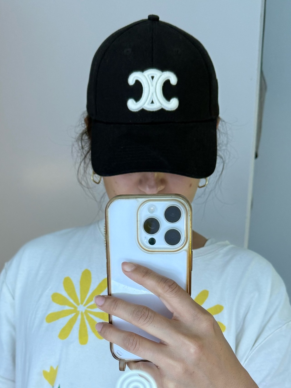 Black Baseball Cap with White Interlocking Logo